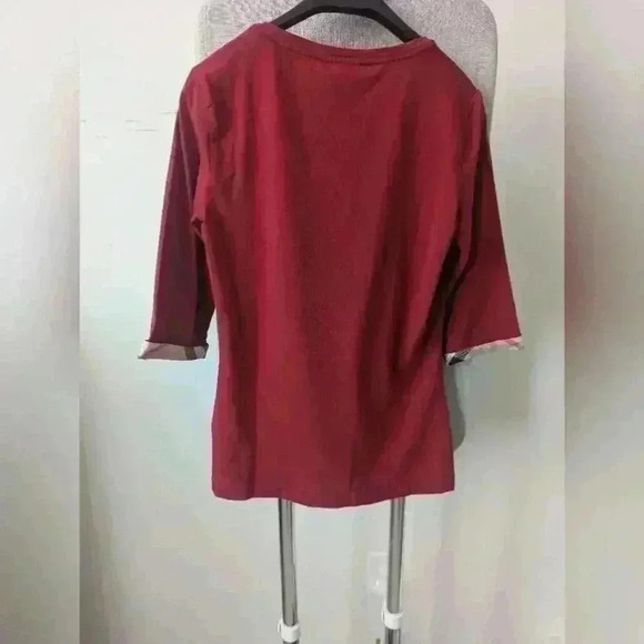 Women's Burberry Maroon T-shirt - size small nwt - Picture 5 of 7